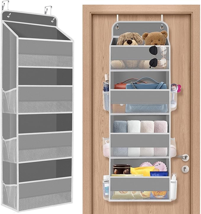 SpaceHacks 1 Pack Over The Door Organizer Hanging Storage Room Organizer | 40 lb Capacity, Ultra-Sturdy, Foldable, Mesh Design with Clear Window, Space-Saving Organizer for Pantry, Nursery & Closet