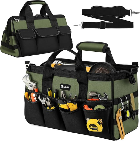 UUP 18-Inch Large Tool Bag, 16-Pocket Portable Tool Box Organizer Storage, Heavy Duty Tactical Toolbag with Big Zipper, Travel Carry Toolbox, Father Day Dad Men Electrician Contractor Welding Gift | 16 Pockets & MOLLE. Detachable Strap & Handle. Non-sl...