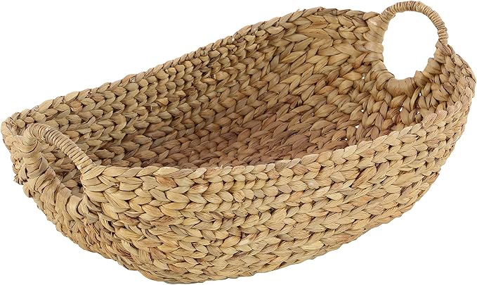 Deco 79 Seagrass Handmade Decorative and Functional Storage Basket Basket Organizer with Metal Handles, Set of 5 Basket for Storage 23", 21", 19", 16", 12"W, Brown