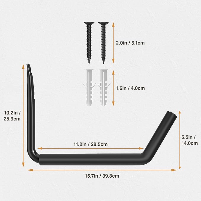 niffgaff Heavy Duty Garage Storage Hooks - 120 LB Capacity Wall Mounted Rack for Kayaks, Ladders, and Bikes