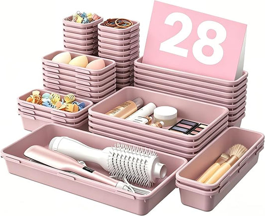 【Military Grade】A-LuGei Drawer Organizer,【𝟱𝗦𝗶𝘇𝗲】Makeup organizer,【Holds 177 Items】Bathroom Organizers and Storage,Organization and Storage,Desk Drawer Organizer for Vanity【Lilac】