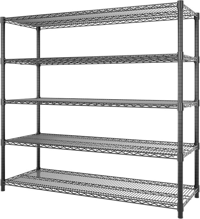 Garvee 5-Tier Wire Shelving 3200LBS Heavy Duty Storage Shelves Garage Rack |