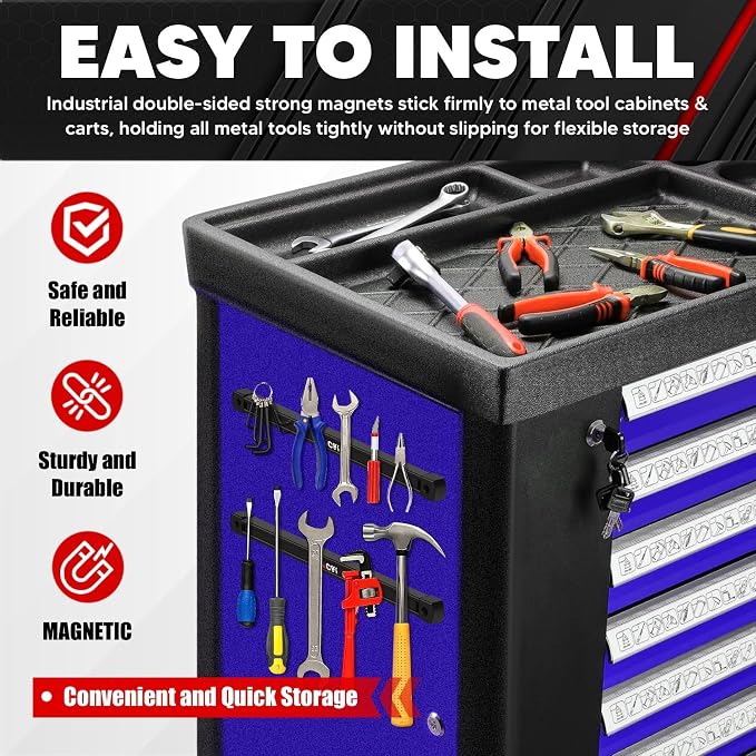 C&T 2-Pack 12 Inch Double Sided Magnetic Tool Holder Strip, Heavy Duty Ultra Strong Wall Mount Magnetic Tool Bar, Tool Storage Organizer for Garage, Workshop, Kitchen