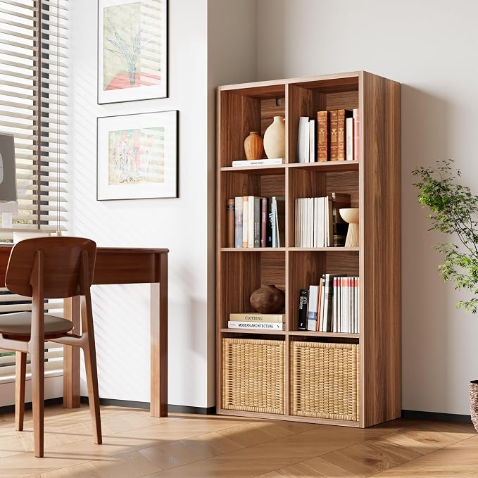 IRONCK 8-Cube Storage Organizer, Reversible Cube Bookshelf, Oak Brown | 8-cube reversible shelf organizer. Bookshelf or TV stand. Extra-thick frame, FSC certified. Anti-tip.