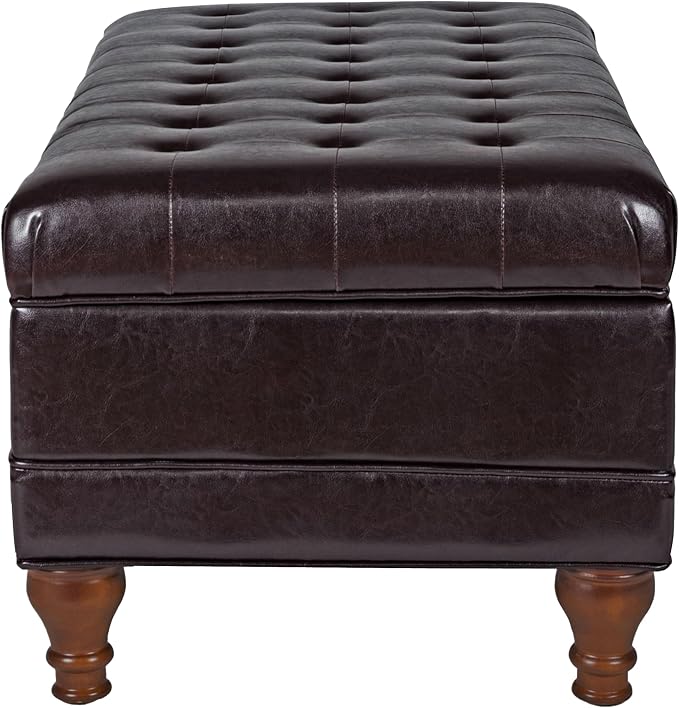 HomePop Deluxe Tufted Storage Bench with Hinged Lid, Espresso