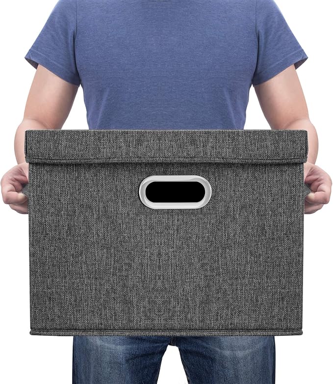 Large Collapsible Storage Bins with Lids, Organization Bins for Closet Storage, Clothes Storage, Folding Storage Box with Lids for Home Office Storage - 3 Pack - Black