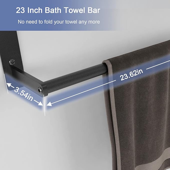 Bethom Bathroom Towel Rack with Bars, 24 Inch Towel Shelf, Brushed Nickel | 3-Tier Hotel Towel Racks for Bathroom Wall Mounted, Bath Towels Storage, Stainless Steel