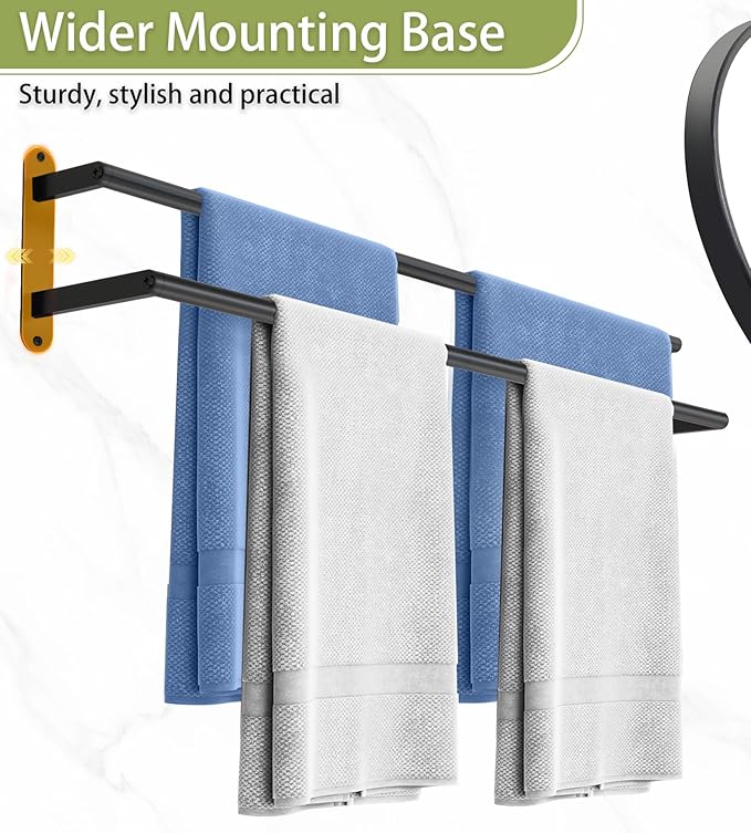 Double Towel Bar 32 Inch, Towel Racks for Bathroom, Wall Mount Bathroom Towel Holder, Stainless Steel Bathroom Towel Rack, Towel Rod Double Towel Hanger(Matte Black)