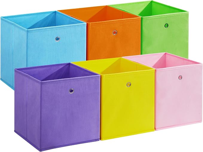 Garvee 12 Pack Storage Cubes, 10.2" Foldable Organizer for Cube Shelves | Colorful Storage Boxes with Reinforced Cardboard Bases Metal Handle, Breathable Fabric for Kids Room, Living Room & Bedroom