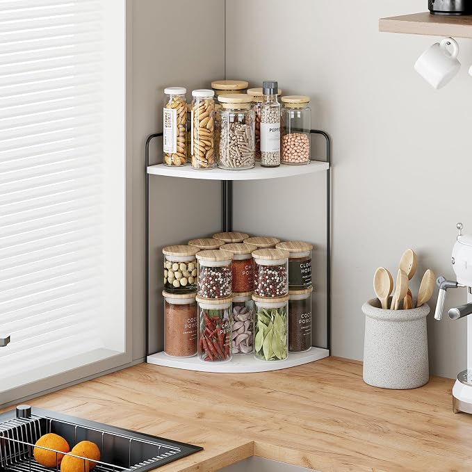 Bathroom Counter Organizer, Vanity & Makeup Countertop Organizer | Corner Bathroom Counter Organizer, Bathroom Sink Organizer, Bathroom Counter Shelf, Countertop Organizer, Corner Desk Shelf