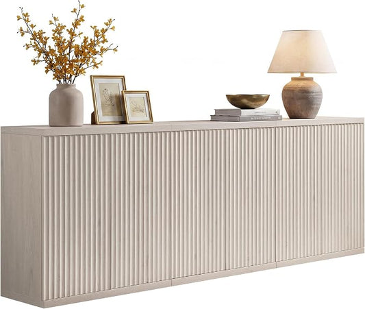 SICOTAS Buffet Cabinet with Storage Sideboard Cabinet with Doors & Shelves | Accent Sideboard Modern Credenza Fluted Storage Cabinet Mid Century Media Console for Living Room Kitchen Dining Hallway