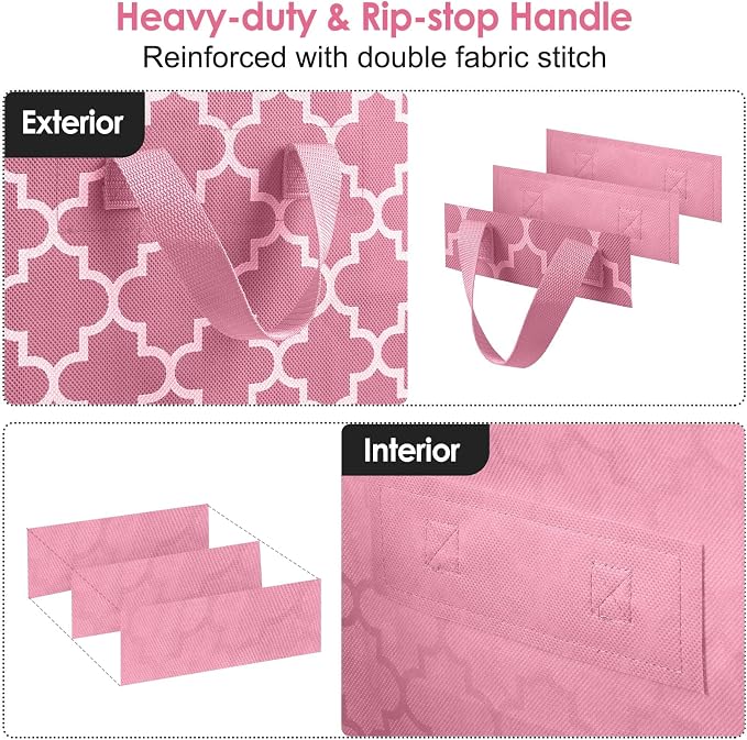WISELIFE Storage Bags 4 Pack/100L Large Blanket Clothes Organization and Storage Containers for Comforters,Bedding, Foldable Organizer with Reinforced Handle, Clear Window, Sturdy Zippers,Pink