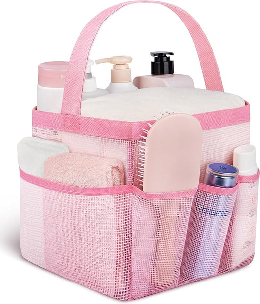 Mesh Shower Caddy Portable - 9 Pockets for College Dorm Room Essential | Large Capacity Mesh Shower Caddy with 9 Pockets, Portable Hanging Toiletry Bag for College Dorm, Gym, Camping and Beach