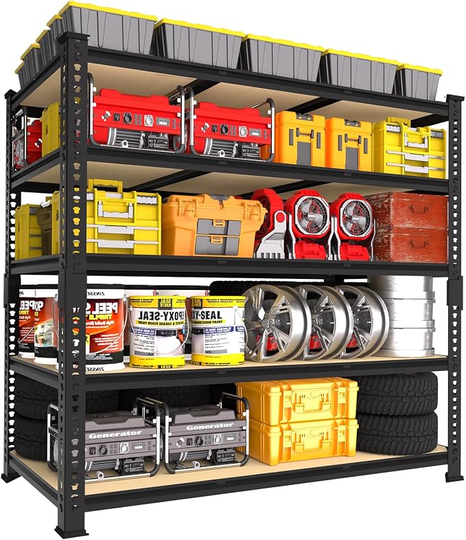 PrimeZone 3250 LBS Heavy Duty Garage Storage Shelves, 5 Tier Metal Shelf | 48"W X 24"D X 72"H, Adjustable Shelving Unit, 10 Support Beams, Easy Assembly, Standing Utility Rack for Warehouse, Basement