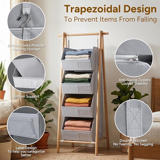 Hanging Closet Organizer, Detachable Hanging Storage Shelves | Reinforced Side Panels, Dorm Closet Organizer, RV Closet Organizers and Storage, Organizer for Clothes, Sweaters,Socks Purple