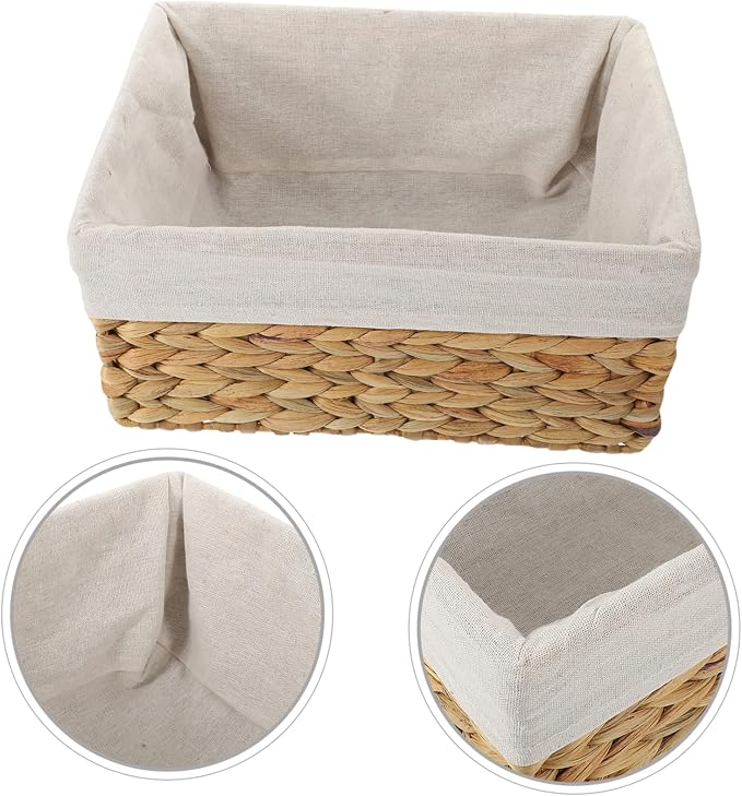 Cabilock Woven Straw Storage Basket for Organizing Sundries Decorative Basket for Bathroom Home Decor Natural Handmade Design for Items Chic Farmhouse Style