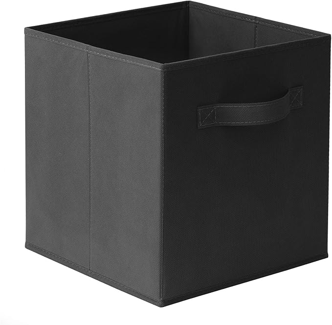 Casafield Set of 6 Collapsible Fabric Cube Storage Bins, Black - 11" Foldable Cloth Baskets for Shelves, Cubby Organizers & More