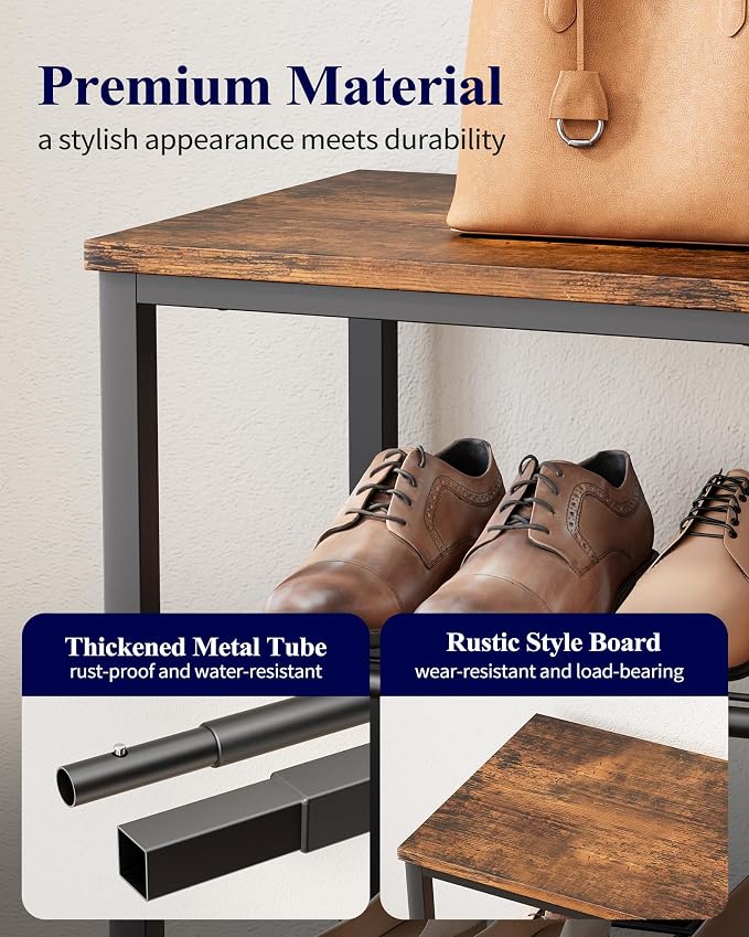 Kitsure Shoe Rack for Closet, Shoe Storage, 29.5" Wide - 4 Tier, Brown | Space-Saving Shoe Organizer with Leveling Feet, Sturdy & Rust-Proof Wooden Shoe Rack for Entryway, Bedroom, Living Room