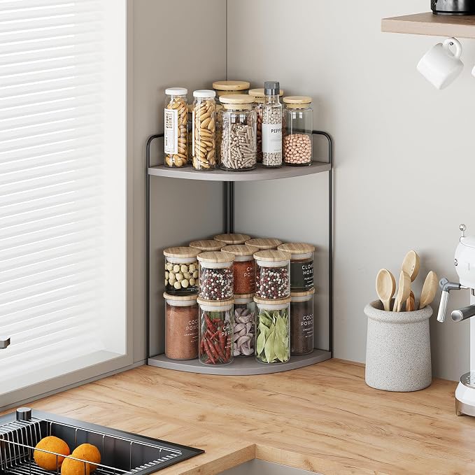 Bathroom Counter Organizer, Vanity & Makeup Countertop Organizer | Corner Bathroom Counter Organizer, Bathroom Sink Organizer, Bathroom Counter Shelf, Countertop Organizer, Corner Desk Shelf