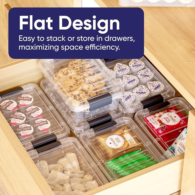 Superio Mini Storage Container Plastic Crayon Box Art Supplies and Sewing Case Stackable Clear Small Organizer for Beads, Stationery, Chalk, and Food, 0.7 Quart