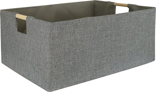 Storage Bin for Shelves Rectangle Closet Baskets Foldable Box with Handles Gray Shelf Baskets Toy Boxes for Home Office Car Dormroom