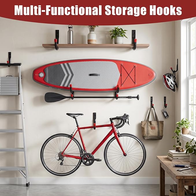 24 Pcs Heavy Duty Garage Hooks 3.5" Iron Utility Hook for Garage Wall Mount | 100LBS Capacity, Kayak Hooks Wall Mount, for Hanging Bikes, Ladder Hook Storage,for Kayak Folding Chairs, Indoor Outdoor Use