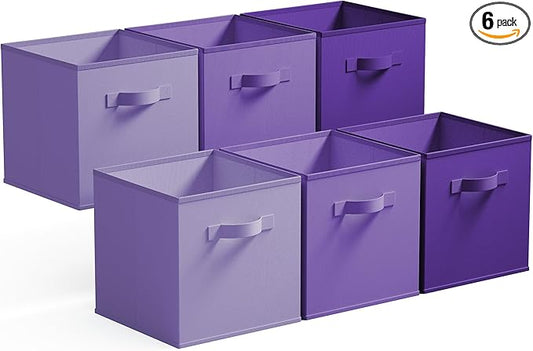 GRANNY SAYS Cube Storage Bins, 13 Inch Cube Storage Organizer, Fabric Storage Bins, Storage Cubes for Shelves, Closet, Purple Gradient, 6-Pack