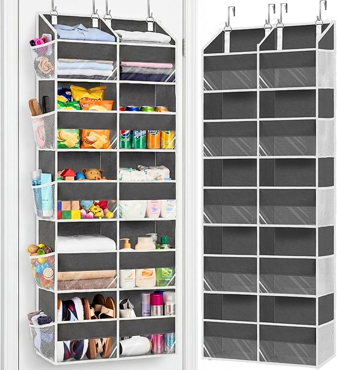 Ofiray-home 5-Tier Over Door Organizer, 10-Compartment Wide Storage Rack | 20" wide, 80 lbs for heavy family use, 10 side pockets, fits doors for closet, nursery, entryway, dorm, RV, laundry room