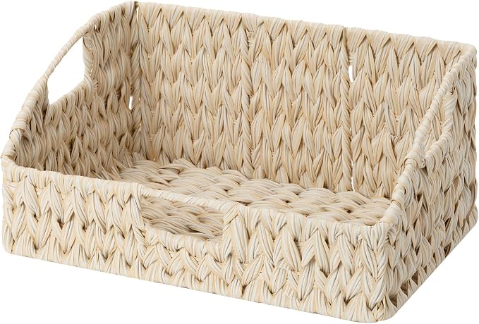 Granny Says Wicker Storage Baskets For Shelves, Large Wicker Basket | Wicker Storage Baskets For Pantry, Open Front Basket For Shelves, Kitchen Storage Baskets, Decorative Basket For Home Decor