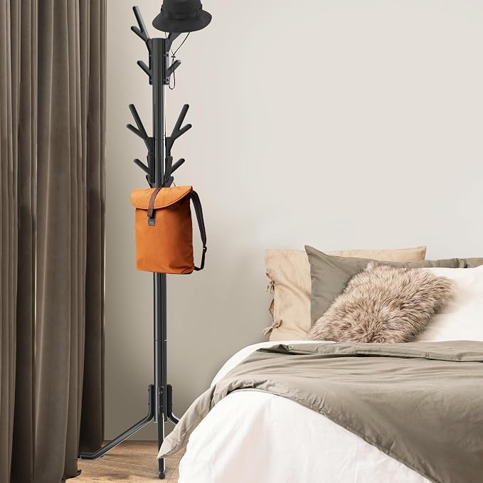 Simple Houseware Standing Coat/Hat Hanger Tree Shaped Rack, 18 Hooks, Black | For Entryway, Bedroom, and Hallway