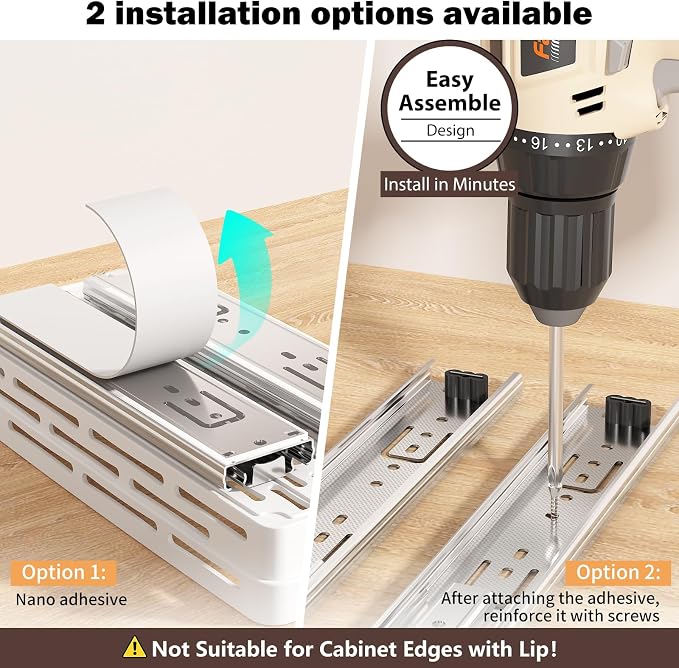 Pull Out Spice Rack Organizer for Cabinet, 2 Pack Slide Out Spice Racks Organizer, Spice Cabinet Organizers, Cabinet Size Need:12'' Highx11'' Deepx5'' Wide,Hold 10 Spice Jar Each Tier-2Tier, White