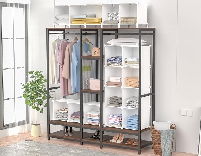 HOMIDEC Closet Organizers and Storage, 12 Cube Storage Organizer, White | Portable Closet Organization Clothes Shelves Clothing Storage for Kids, Closet, Bedroom, Bathroom, Office