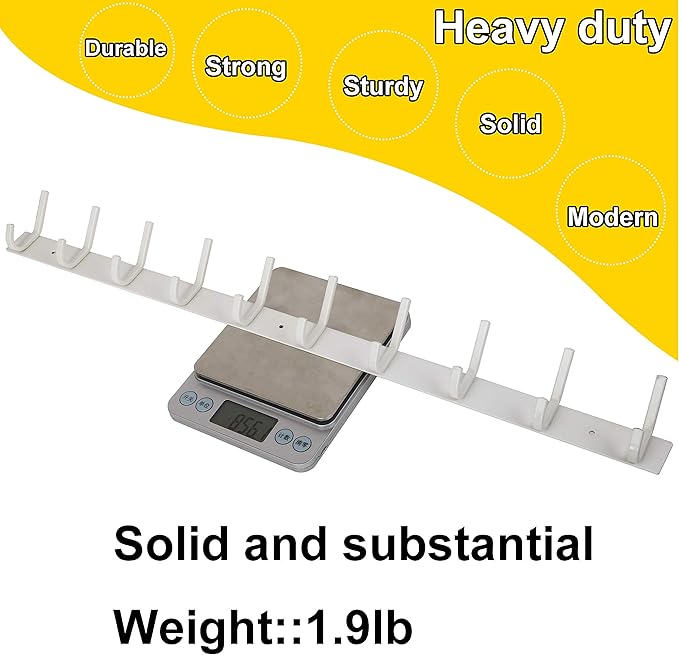 WEBI Coat Rack Wall Mounted,10 Hooks,30" Long Coat Hooks Wall Mount White,Coat Hanger Wall,Hook Rack,Jacket Hooks for Coats,Clothes,Hats