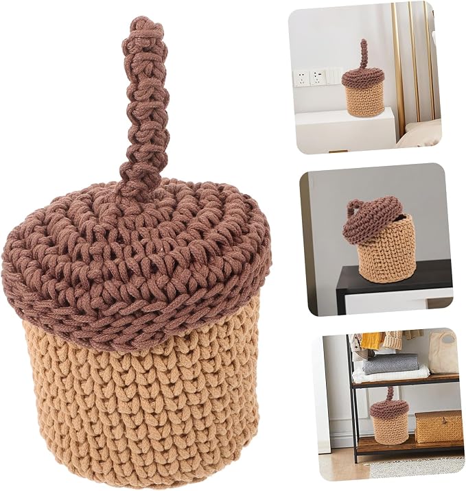 Handwoven Cotton Rope Storage Basket Decorative Organizer for Shelves Large Capacity Space-saving Woven Sundries Box Stylish Desktop Display for Home Kitchen Bathroom