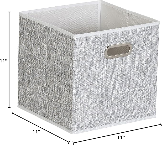 Household Essentials White Mix Set of 6 Open Fabric Cube Storage Bins, 11 x 11