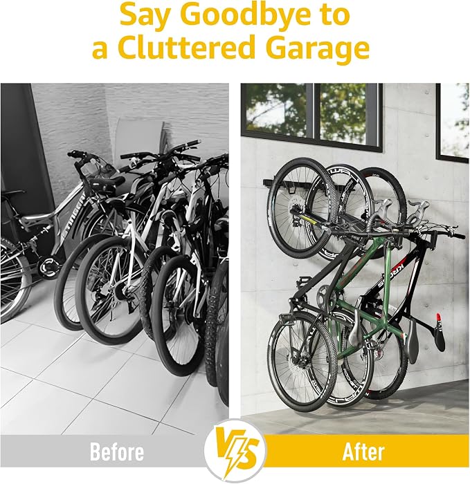 monTEK Enhanced Bike Storage Rack,Adjustable 3-Bike and 2-Helmet Hangers | Customizable for Various Bike Sizes, Heavy-Duty Steel Bike Wall Mount, Max Load 209lbs,for Indoor Bike Storage,32-in