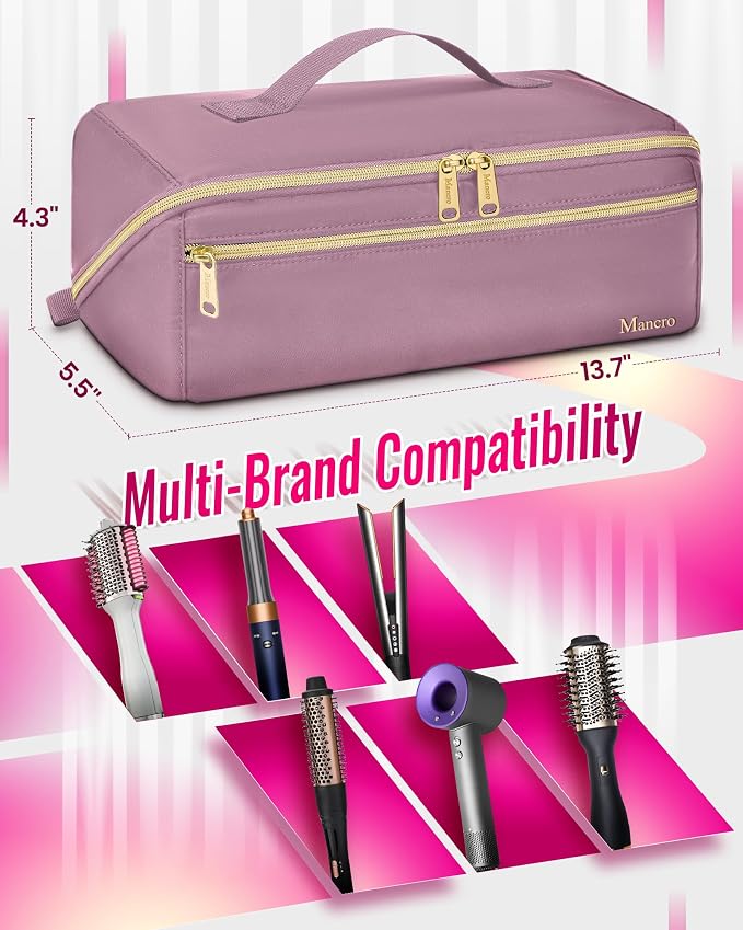 Mancro Hair Tools Travel Bag Compatible with Shark Flexstyle | Wide-open Hot Hair Tool Organizer with Separate Heat Resistant Mat, Hair Accessories Organizer for Straightener, Curling Iron