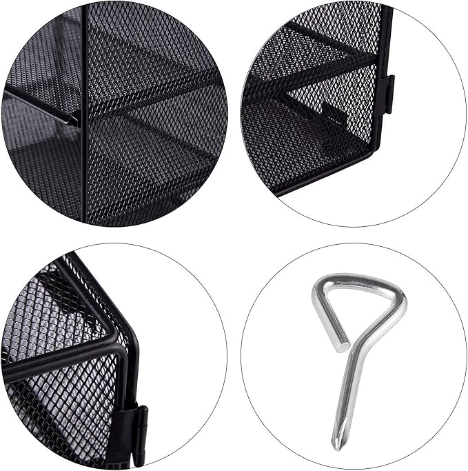 5 Slot Mesh Desk Organizer Tray, File Paper Letter Folder Holder Desktop Paper Sorter Mail Organization Rack Storage Accessories, for Office Home School Classroom, Black, 2 Pack