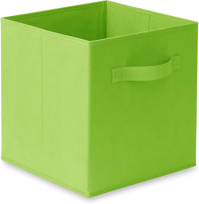Casafield Set of 6 Collapsible Fabric Cube Storage Bins, Lime Green - 11" Foldable Cloth Baskets for Shelves, Cubby Organizers & More