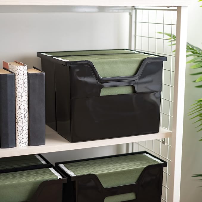 IRIS USA 6-Pack Medium Desktop File Box with Open Lid, Black | Organize paperwork, mail, magazines, and office supplies with portable storage for desks, classrooms, and home workspaces