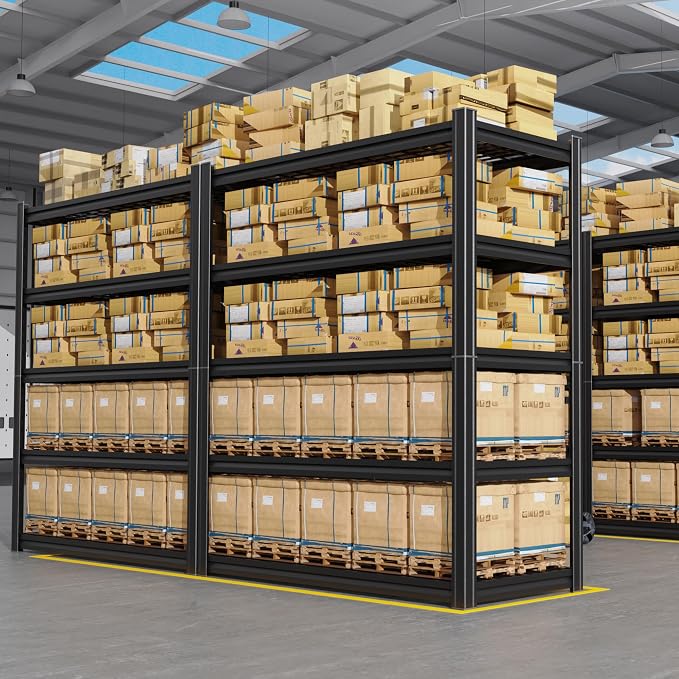 Set of 8-71"H Garage Shelving-3000LBS 5 Tier Storage Shelves,Adjustable Heavy Duty Metal Shelving Unit and Storage Large Wire Rack,Utility Steel Shelf For Shop Warehouse Industrial Pantry 71"x35"x16"
