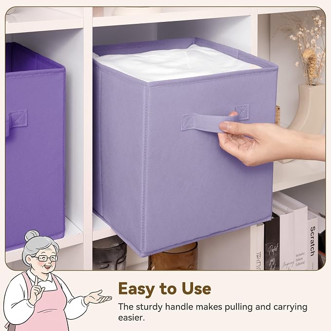 GRANNY SAYS 11 Inch Cube Storage Bins, 6 Pack Cube Storage Organizer with Handles, Storage Cubes for Shelves, Closet, Shelf Oganizer Bins, Purple Gradient