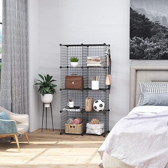 C&AHOME Wire Cube Storage, 8-Cube Organizer Metal C Grids Storage, Storage Bins Shelving, Modular Book Shelf, DIY Closet Cabinet Ideal for Living Room, Home, Office 24.8" L x 12.4" W x 48.4" H Black | Storage Bins Shelving, Modular Shelves, DIY Closet ...