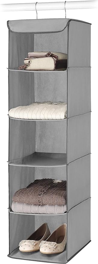 Whitmor 5 Section Closet Organizer - Hanging Shelves with Sturdy Metal Frame