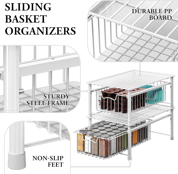 Simple Houseware Stackable Basket Drawer, White