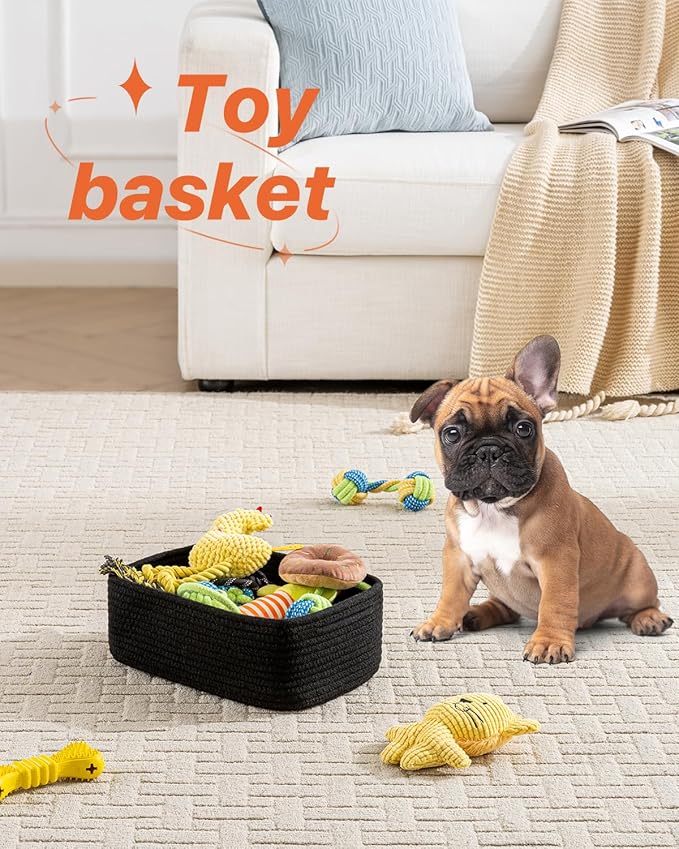 KALLAX Small Woven Storage Basket for Organizing, 12 x 8 x 4.5 inch, 3 Pack | Shelf baskets for closet organization, toy storage and home decor, Perfect as empty gift baskets for holidays, Black