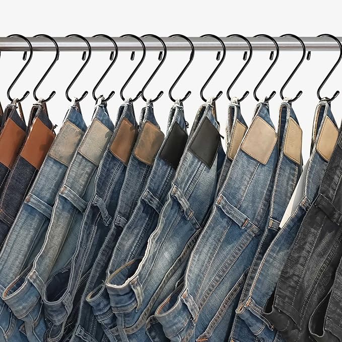 DINGEE 6 Inch 24 Pack Large S Hooks for Hanging Plants,Vinyl Coated Heavy Duty S Hooks for Hanging Non Slip S Hanger Hooks Steel Metal with Rubber Stopper Closet Hooks,Clothes,Jeans,Pot Pan Garden
