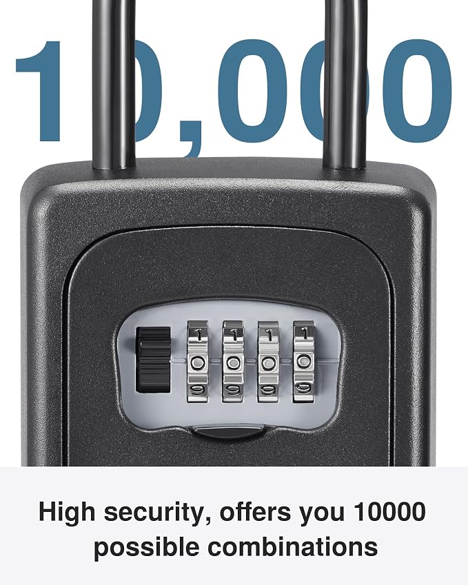 Puroma Lock Box, Large Key Lock Box Resettable Combination Lockbox, Portable Wall Mount Lockbox Security Safe Box for Outside Outdoor Home Office Door Handle House Key Gray & Black (2 Pack)