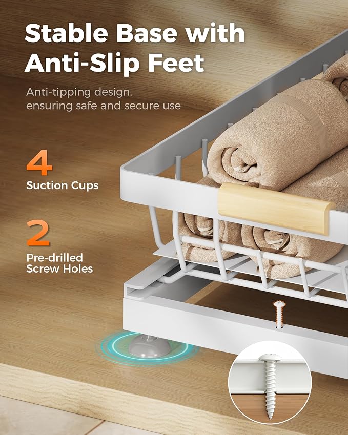 Sevenblue 3 Pack Under Sink Organizer, Height Adjustable 2 Tier Pull-Out Metal Under Kitchen Sink Organizer, Multi-Purpose Storage Shelves for Kitchen Bathroom Cabinet, White