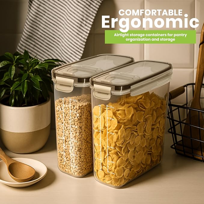 Utopia Kitchen Cereal Containers Storage Set – 3 Pack 4L(135.2 oz) Airtight Food Storage Containers with Lids, BPA-Free Cereal Dispensers for Pantry Organization and Storage (Clear)